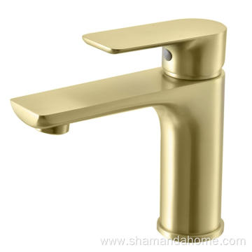 Anti-fingerprint Bathroom Mixers Faucet Brushed Gold Finish